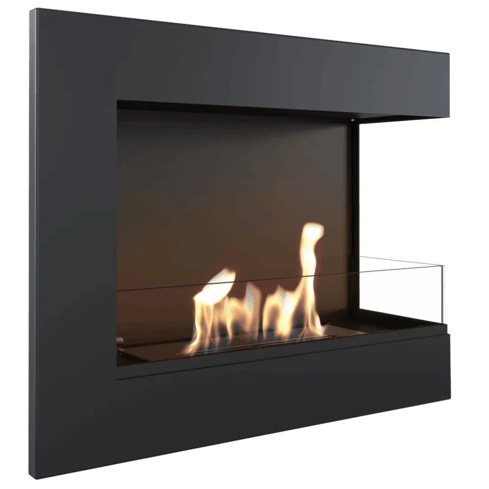 Delta L-Shape Wall Mounted Bioethanol Fireplace – Right Sided - Image 2