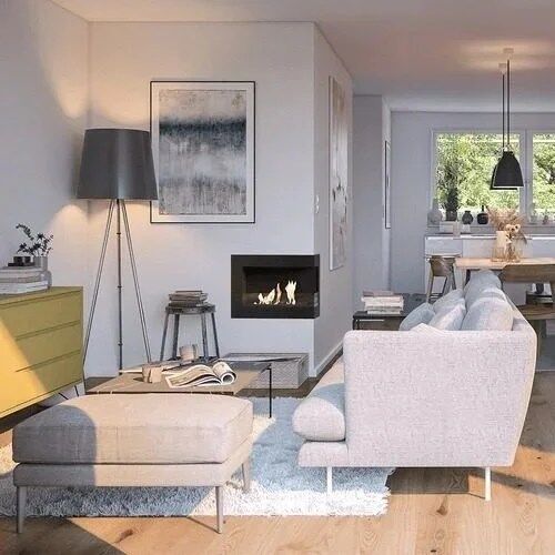 Delta L-Shape Wall Mounted Bioethanol Fireplace – Right Sided