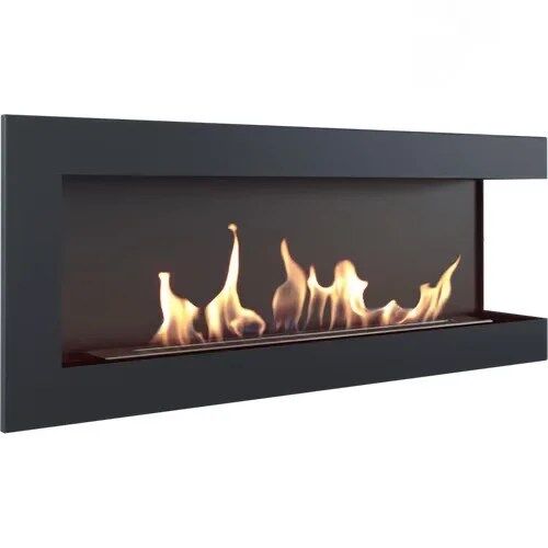 DELTA 1200 Right-Sided Bioethanol Wall Fireplace with Stones
