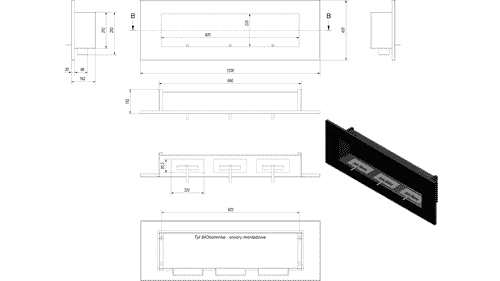 Wall mounted Bioethanol fireplace DELTA 3 black TÜV - Image 9